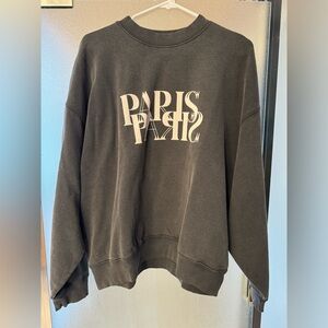 Anine Bing Jaci Paris Sweatshirt in washed black size large